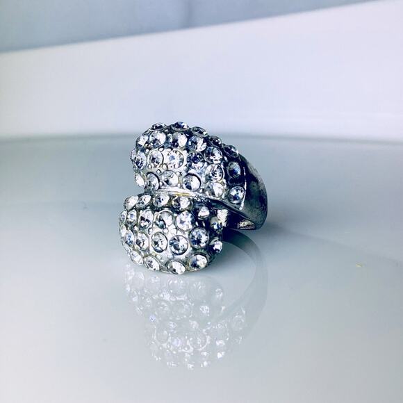 Silver Tone Crystal Wrap Ring - Picture 1 of 7